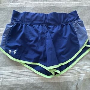 Under Armour Women's Blue and Lime Green Athletic Shorts
